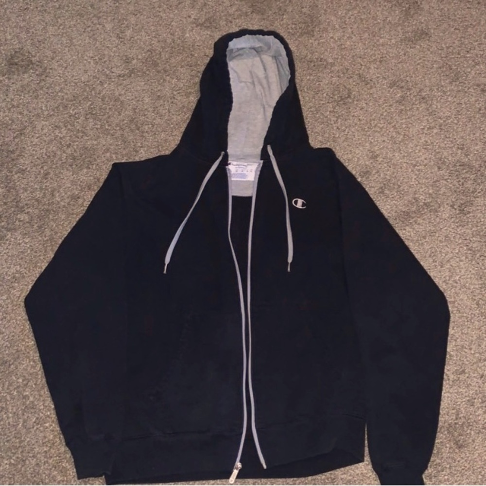 Authentic Black Champion zip up Hoodie.
